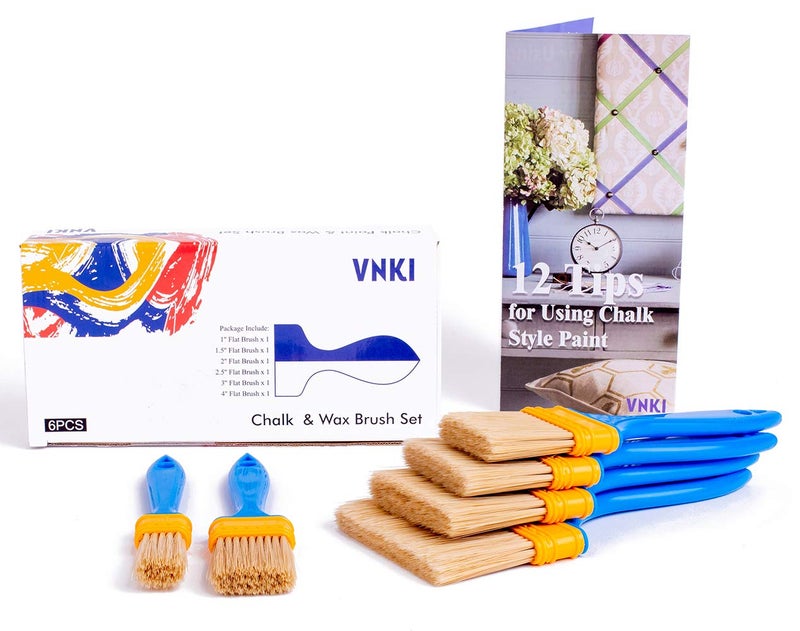 VNKI Chalk & Wax Paint Brush for Furniture - VNKI 6PCS Set Paint Brushes for Painting and Refinishing (1,1.5,2,2.5,3,4in â€¦ - Image 2